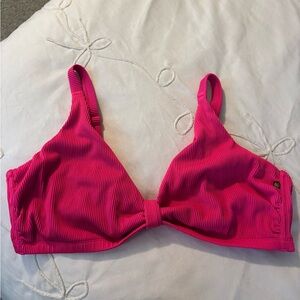 La Vie En Rose Hot Pink Ribbed Triangle Bikini Top